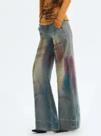 The NeverMore | Washed Blue Heavy-Duty Graffiti Jeans