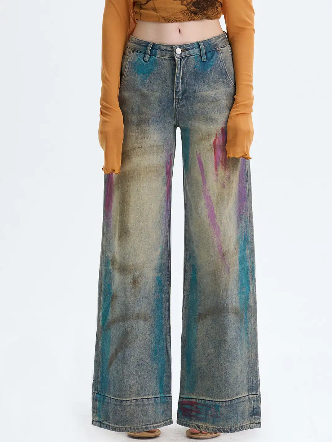 The NeverMore | Washed Blue Heavy-Duty Graffiti Jeans