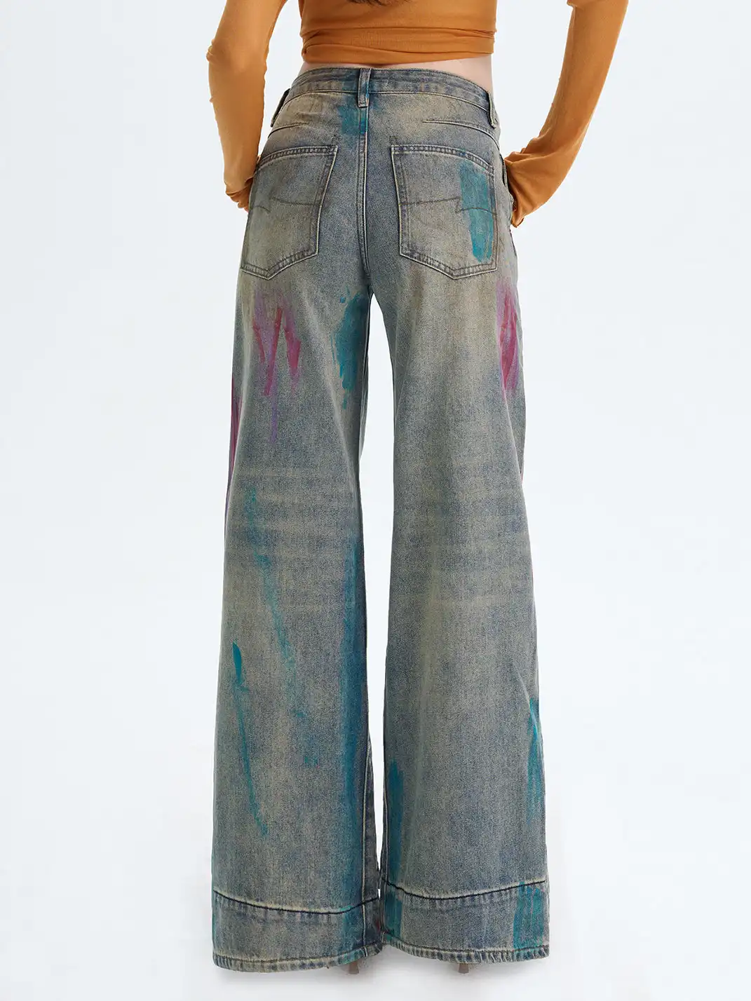 The NeverMore | Washed Blue Heavy-Duty Graffiti Jeans