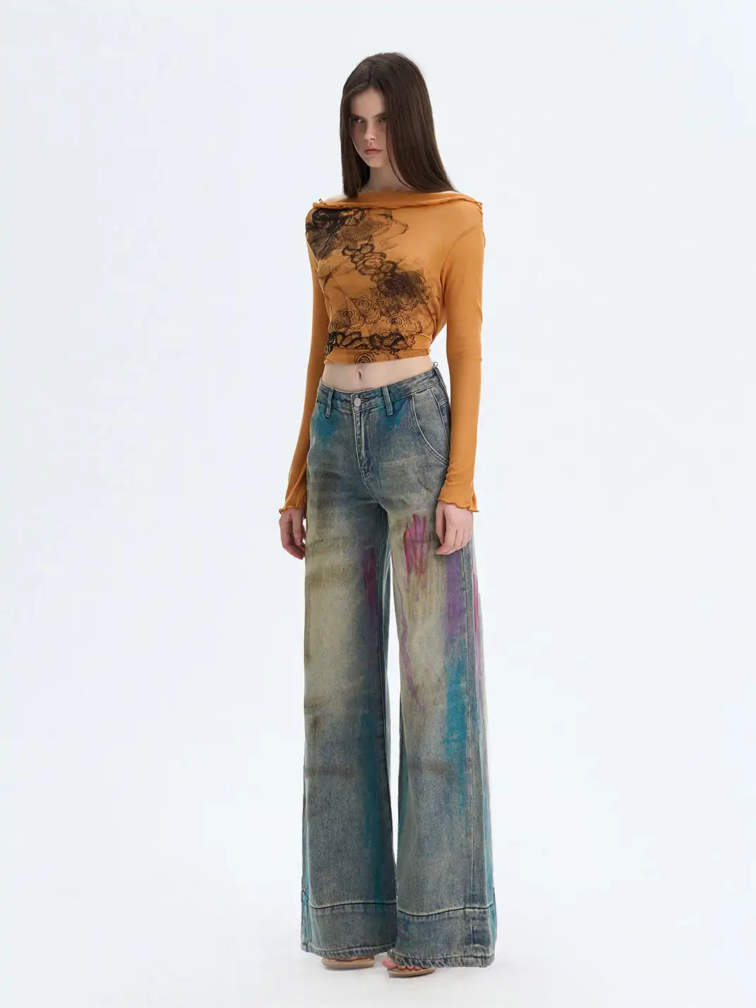 The NeverMore | Washed Blue Heavy-Duty Graffiti Jeans