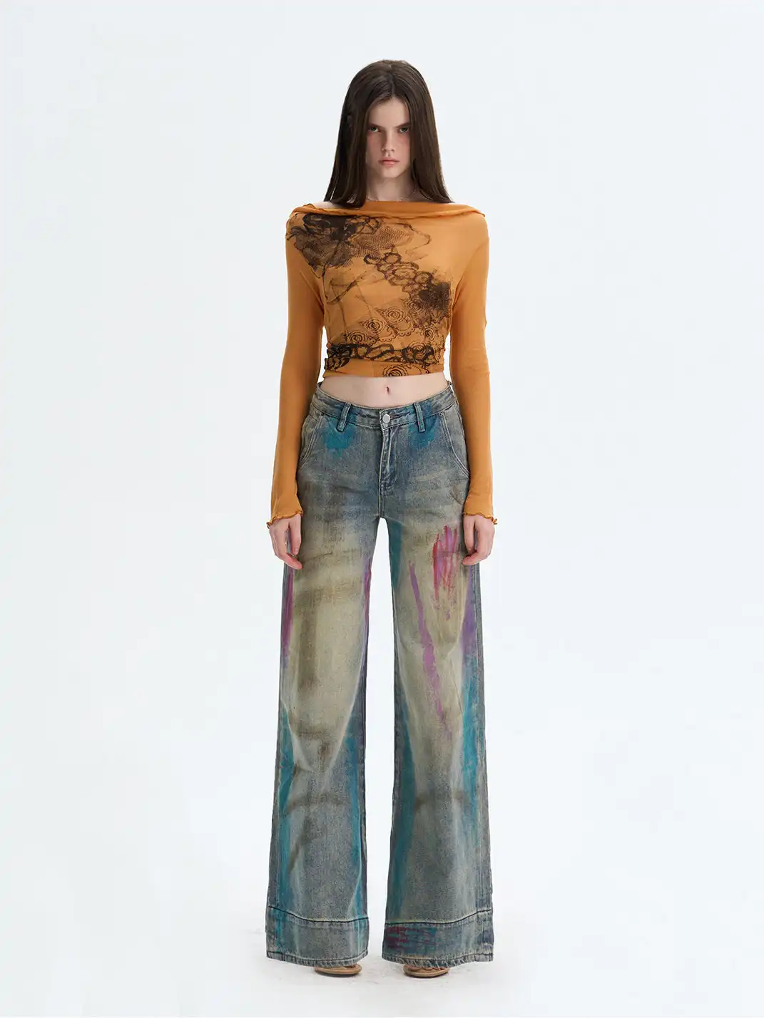 The NeverMore | Washed Blue Heavy-Duty Graffiti Jeans