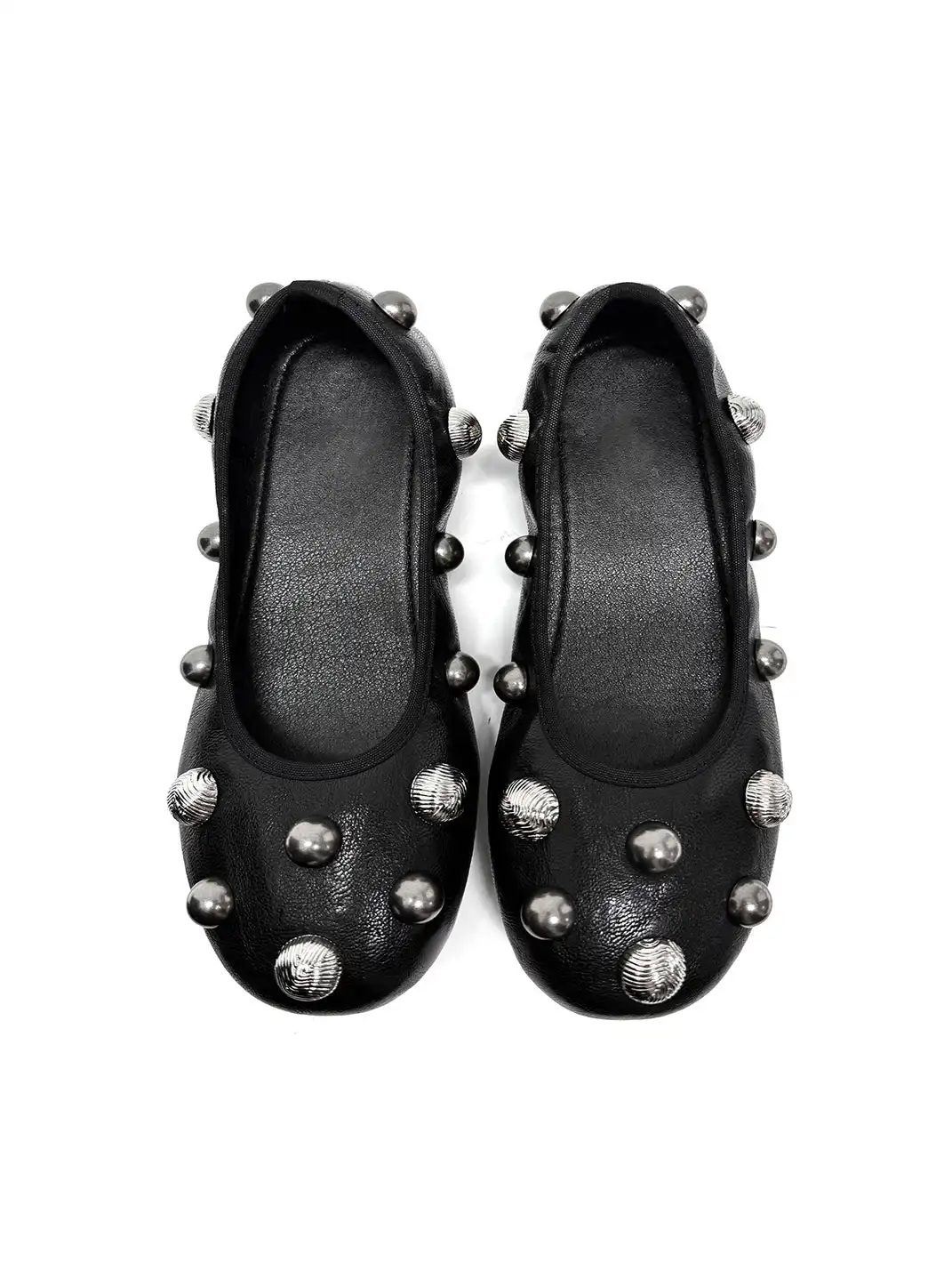 ABstract Garden | Vintage Studded Ballet Flats-Black