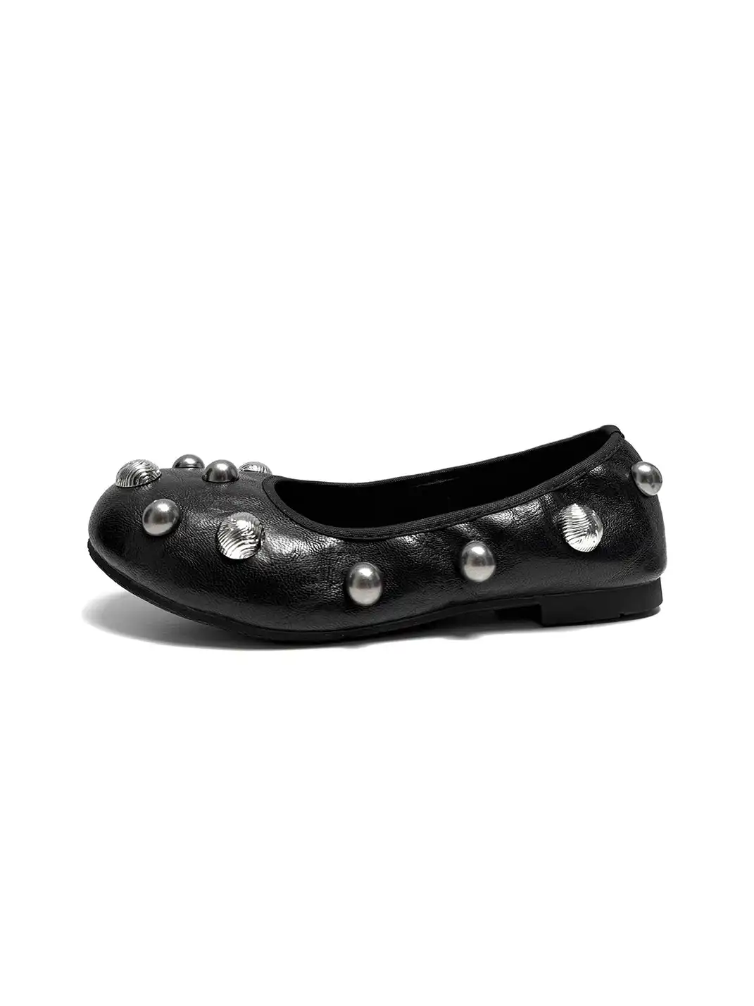 ABstract Garden | Vintage Studded Ballet Flats-Black
