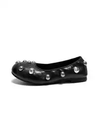 ABstract Garden | Vintage Studded Ballet Flats-Black