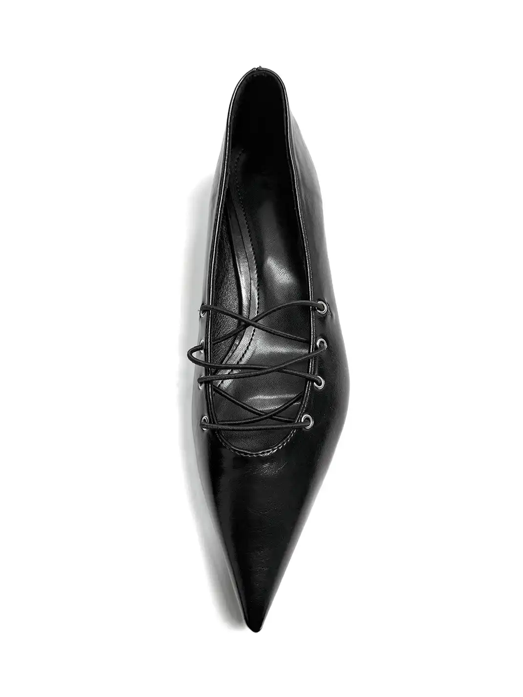 ABstract Garden | Pointed-Toe Shoes With Crisscross Straps-Black