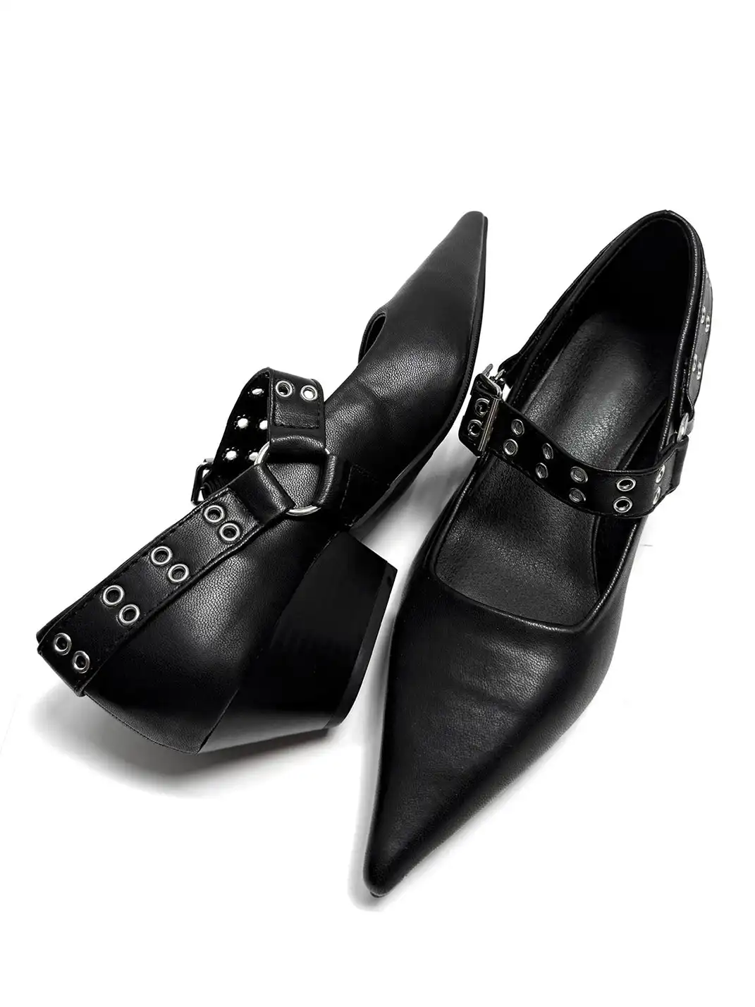 ABstract Garden | Studded Chunky Heel Pointed Toe Mary Jane Shoes