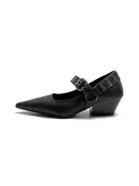 ABstract Garden | Studded Chunky Heel Pointed Toe Mary Jane Shoes