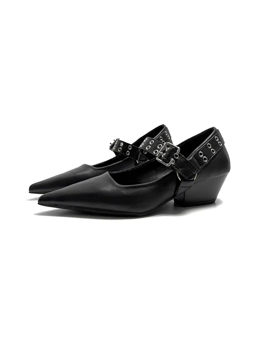 ABstract Garden | Studded Chunky Heel Pointed Toe Mary Jane Shoes