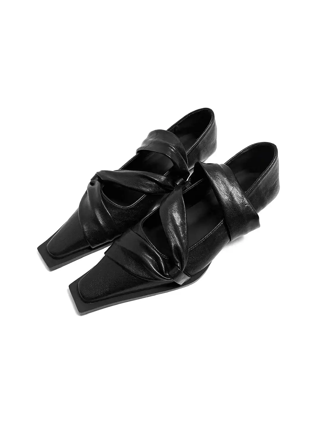 ABstract Garden | Leather Square-Toe Low-Cut Flats