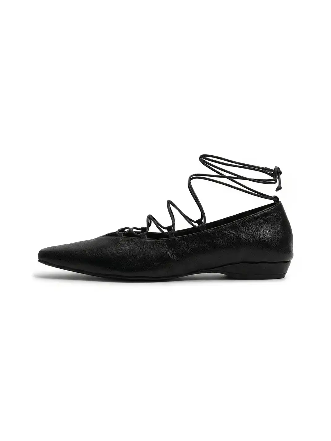 ABstract Garden | Cross-Strap Low-Heeled Mary Jane Shoes-Black