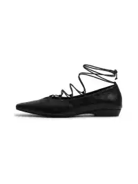 ABstract Garden | Cross-Strap Low-Heeled Mary Jane Shoes-Black