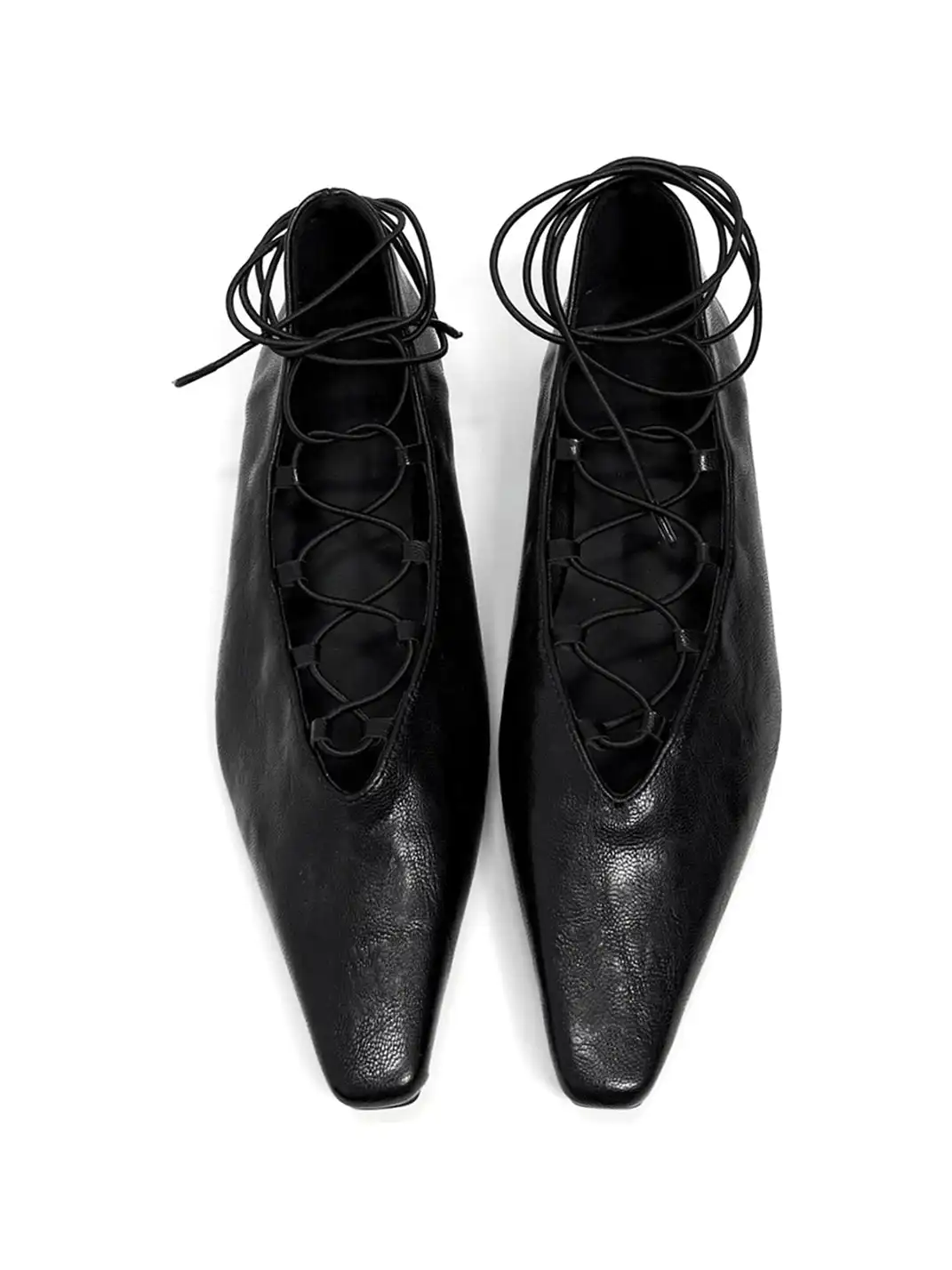 ABstract Garden | Cross-Strap Low-Heeled Mary Jane Shoes-Black