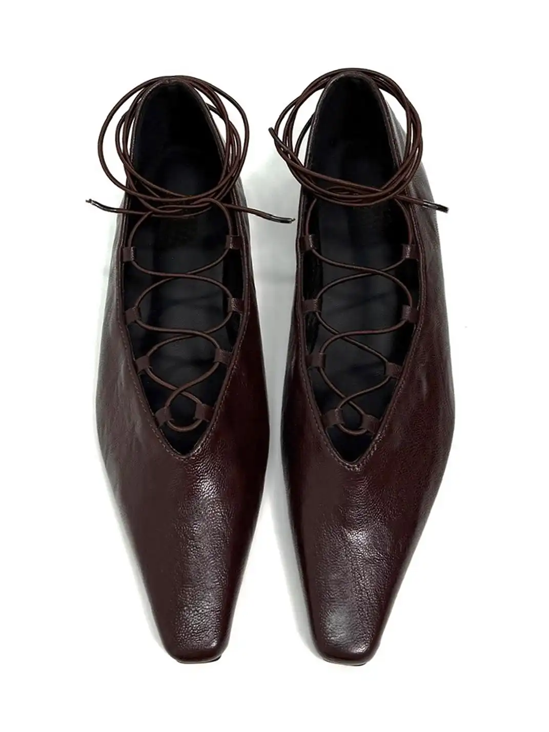 ABstract Garden | Cross-Strap Low-Heeled Mary Jane Shoes-Brown