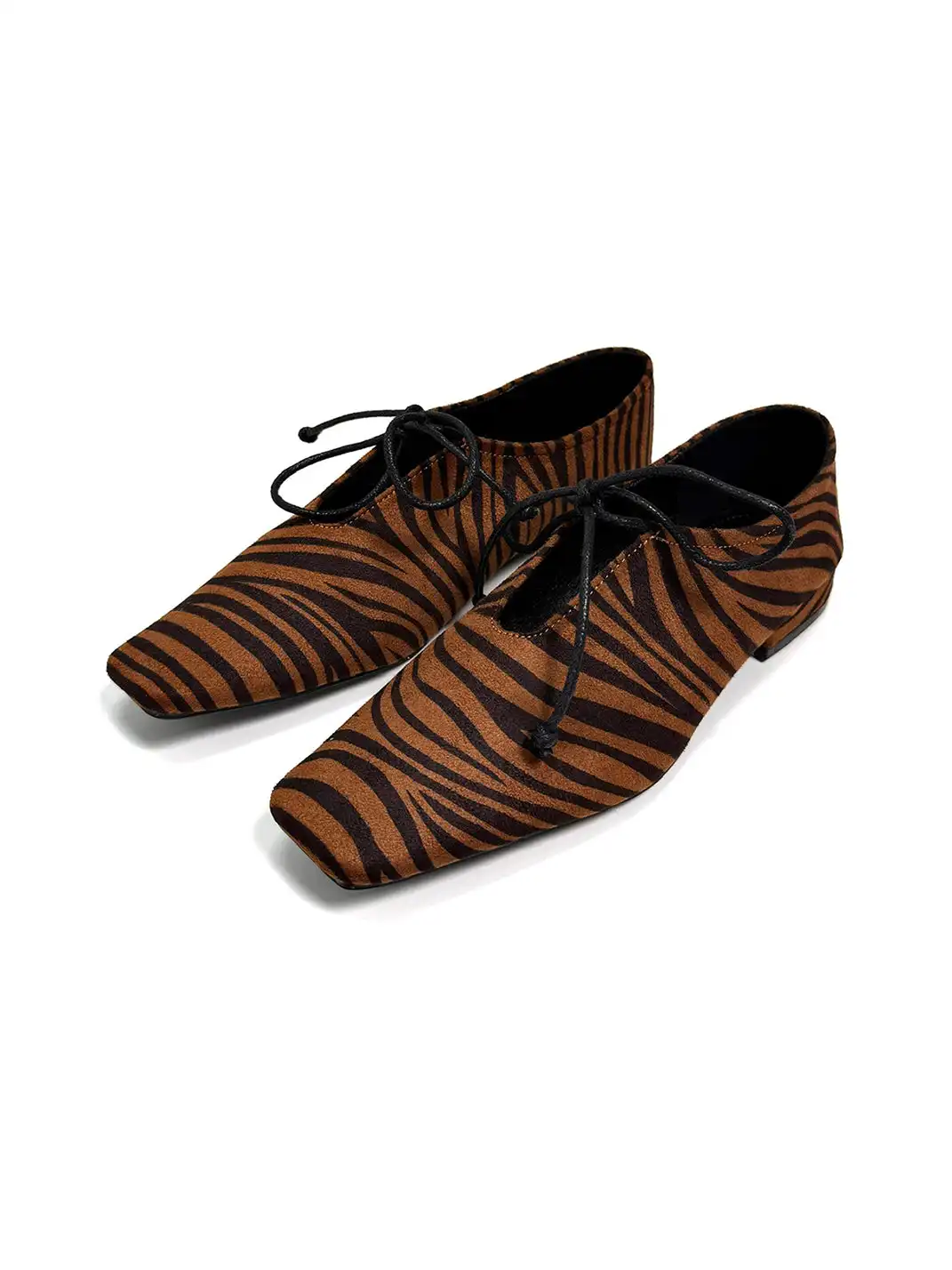 ABstract Garden | Low-Cut Zebra-Print Lace-Up Loafers-Brown