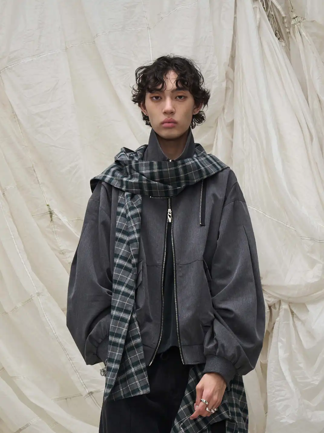 RELABEL | Detachable Plaid Hooded Jacket