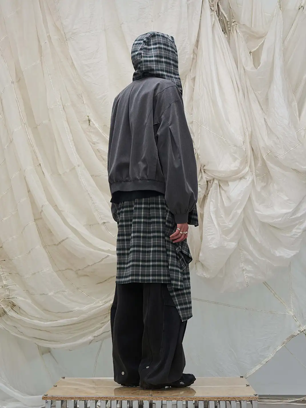 RELABEL | Detachable Plaid Hooded Jacket