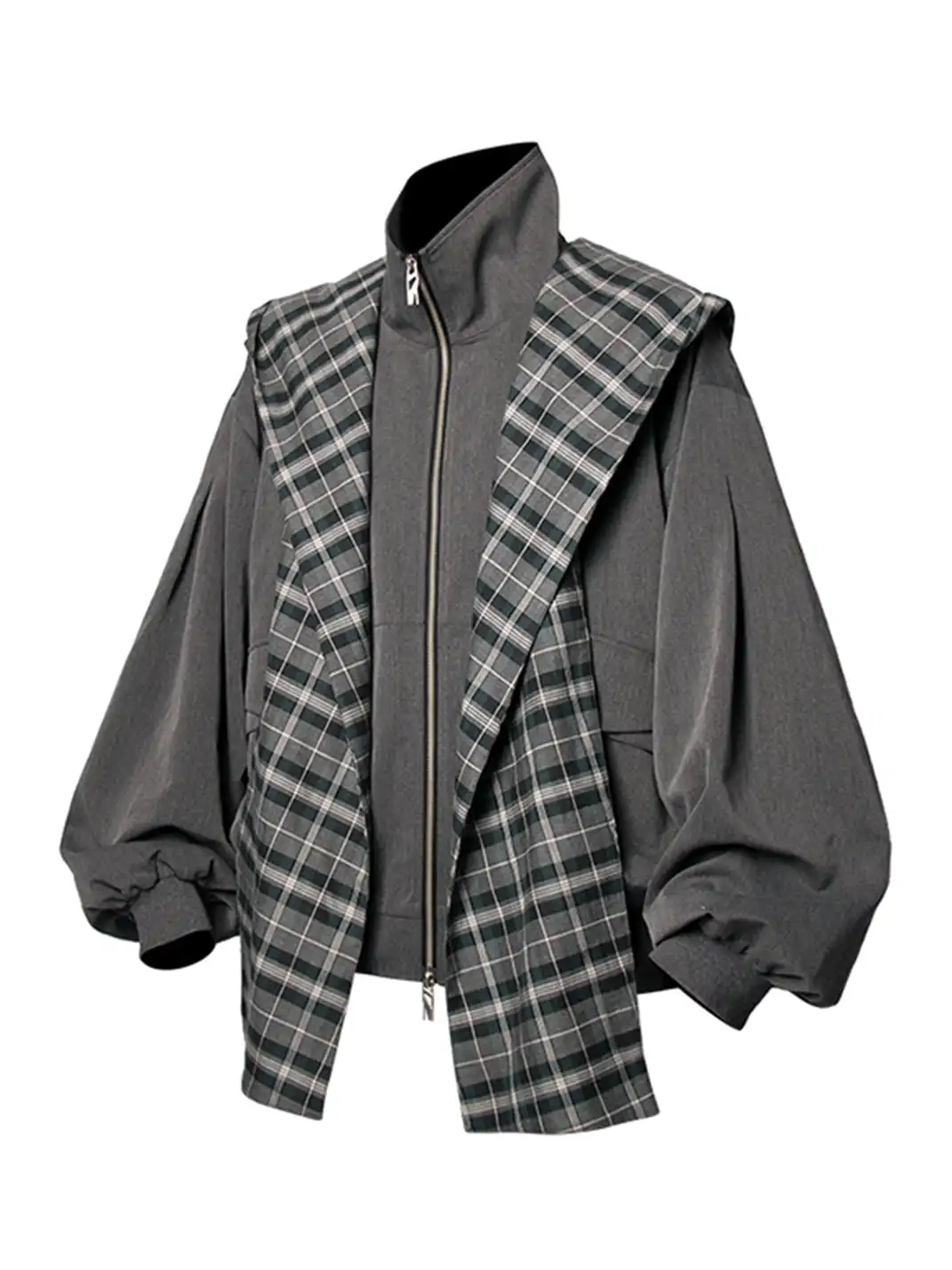 RELABEL | Detachable Plaid Hooded Jacket