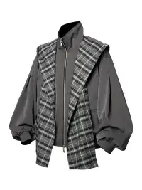 RELABEL | Detachable Plaid Hooded Jacket