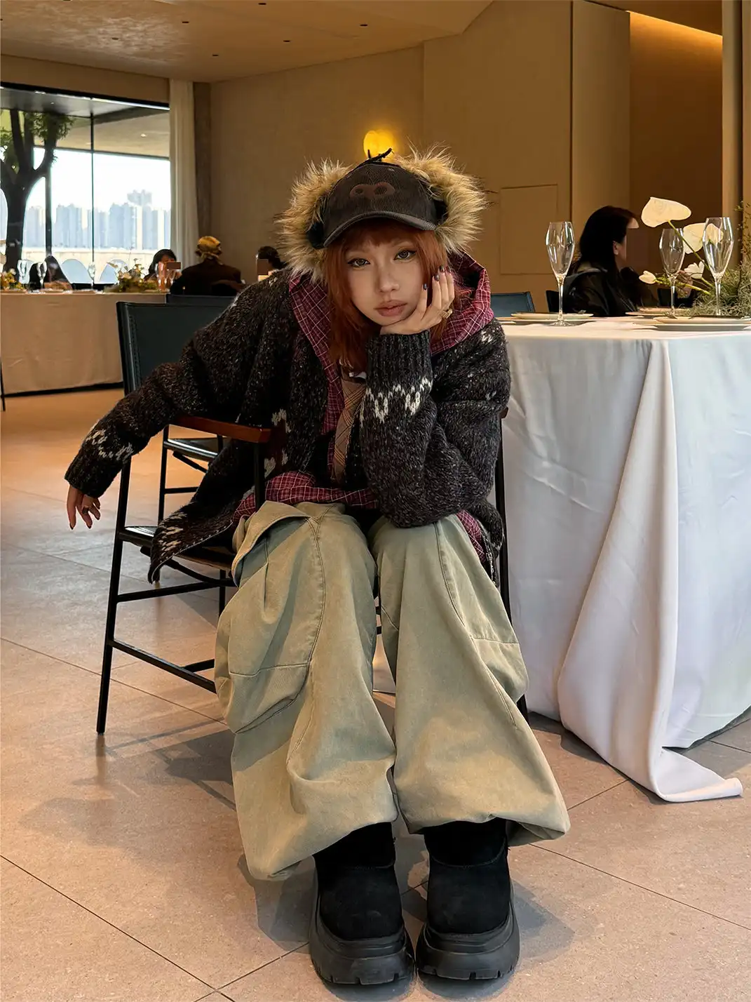 RELABEL | Faux-Fur Earflaps Corduroy Cap