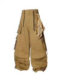 RELABEL | Multi-Pocket Detachable Scarf Distressed Cargo
