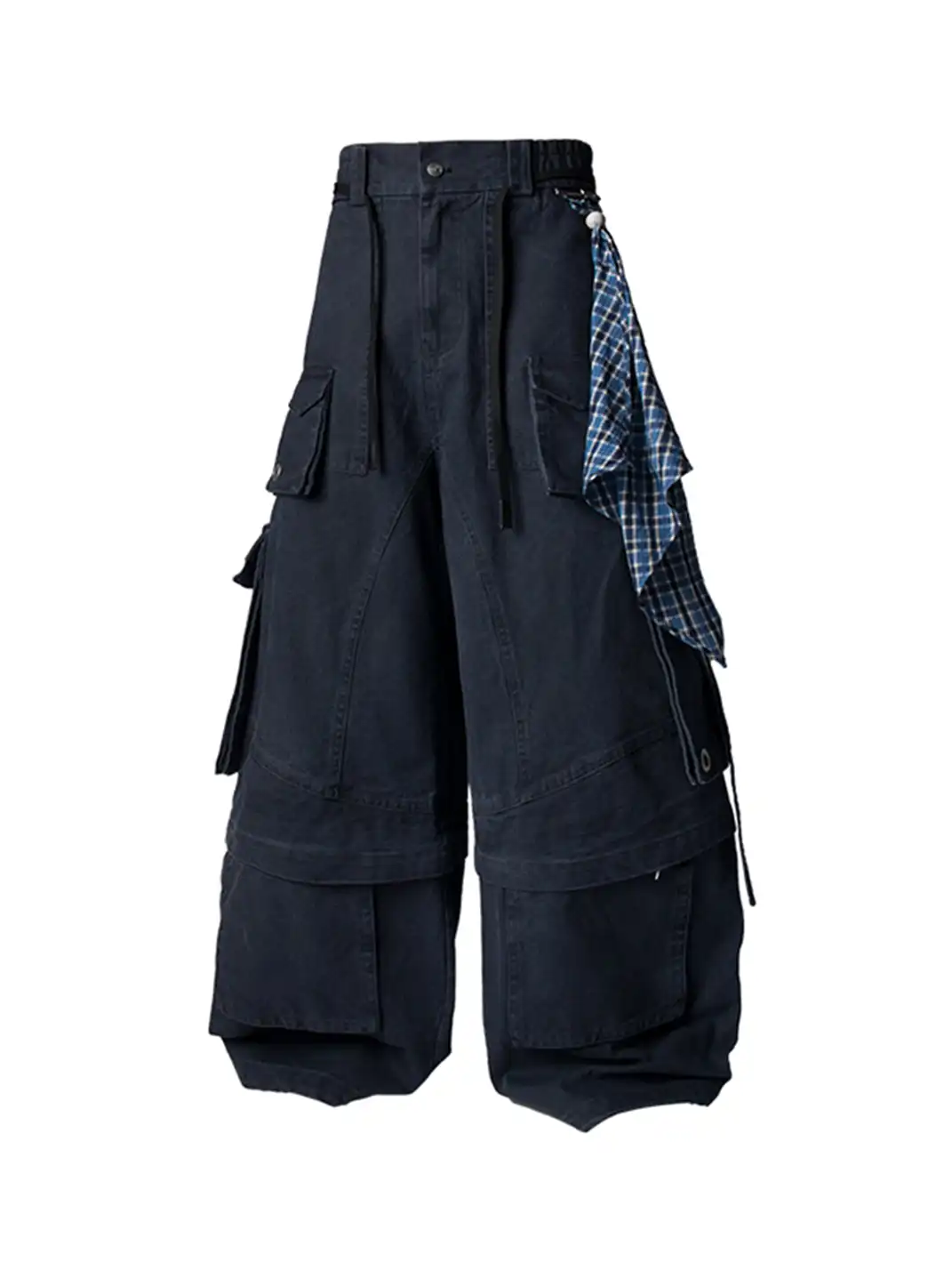 RELABEL | Multi-Pocket Detachable Scarf Distressed Cargo