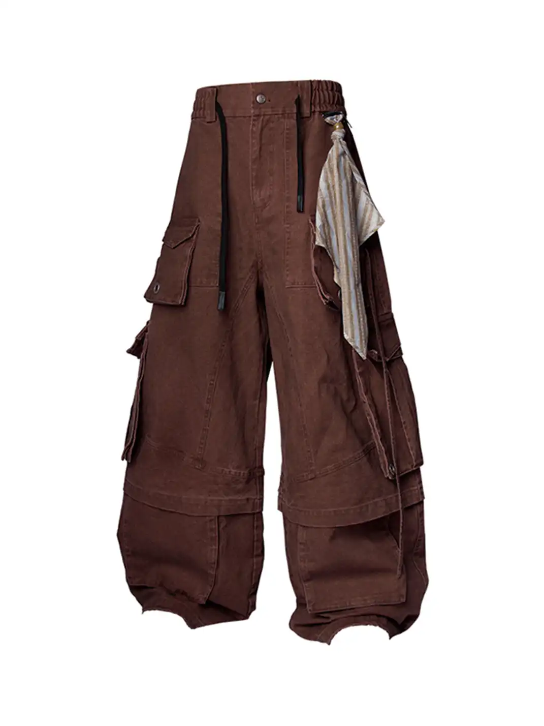 RELABEL | Multi-Pocket Detachable Scarf Distressed Cargo