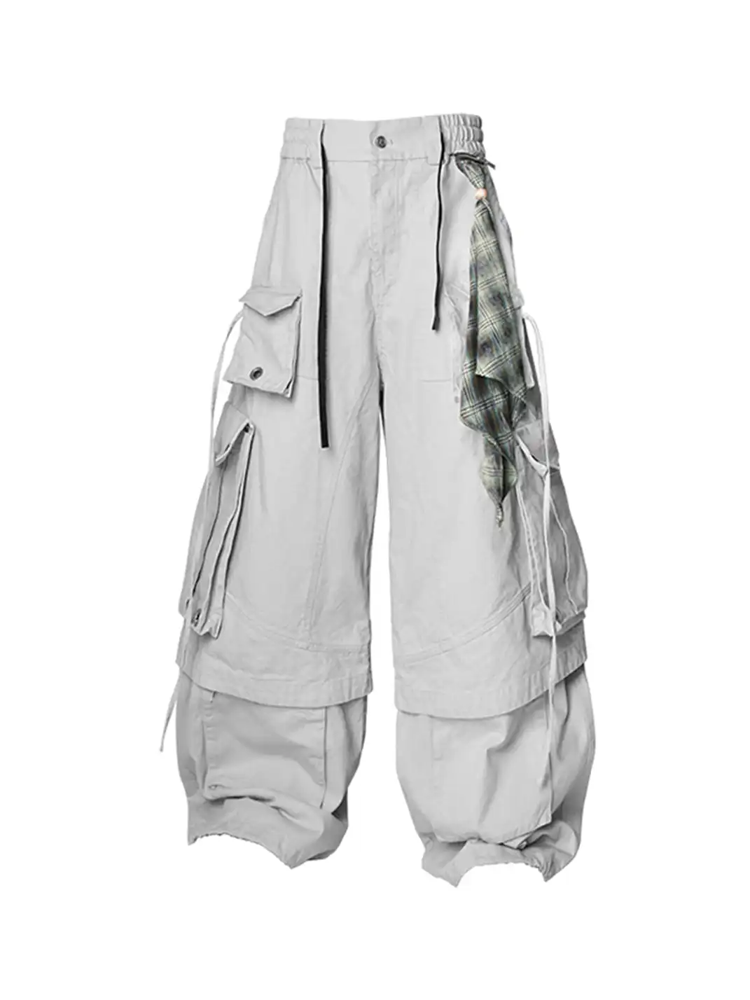 RELABEL | Multi-Pocket Detachable Scarf Distressed Cargo