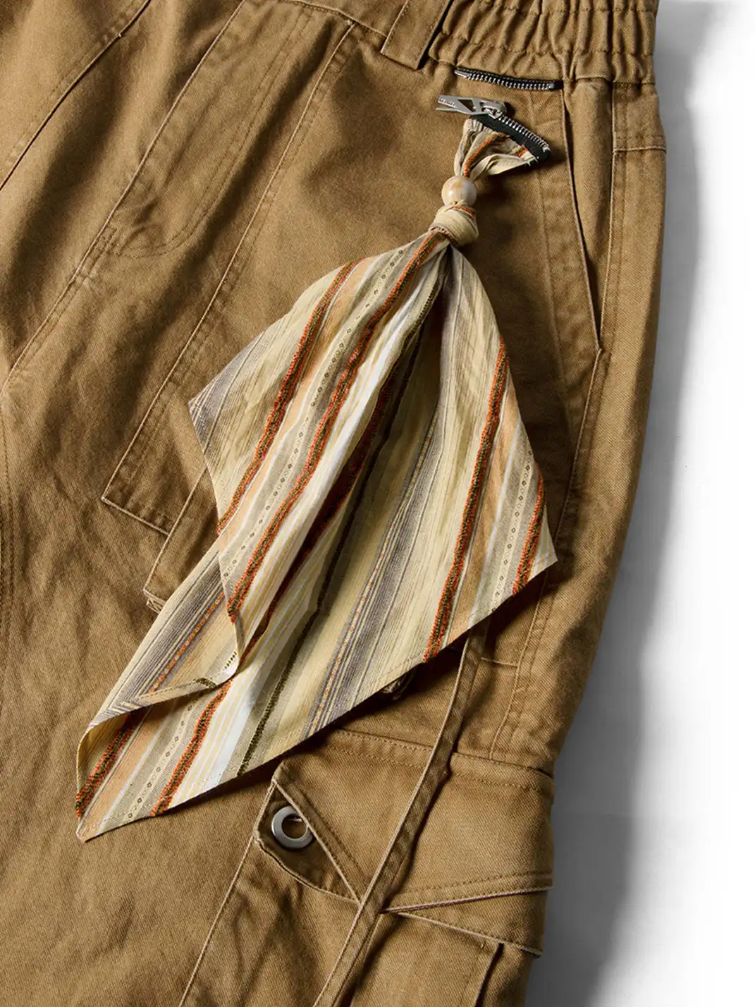 RELABEL | Multi-Pocket Detachable Scarf Distressed Cargo