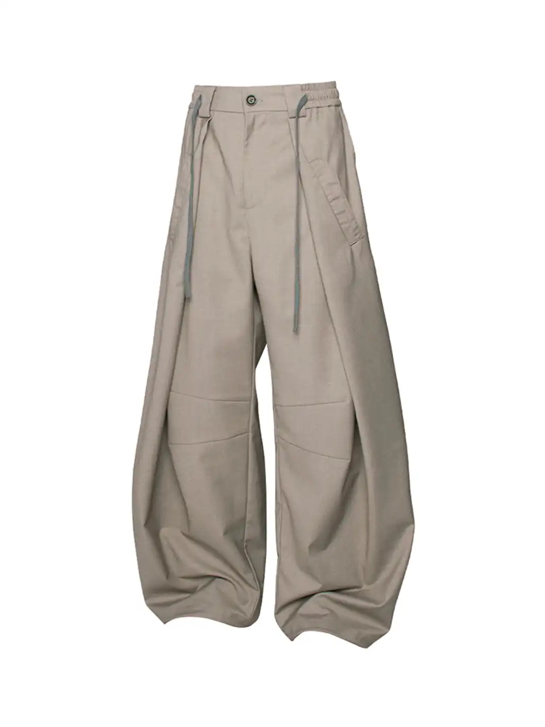 RELABEL | Pleated Drawstring Curved Wide-Leg Trousers