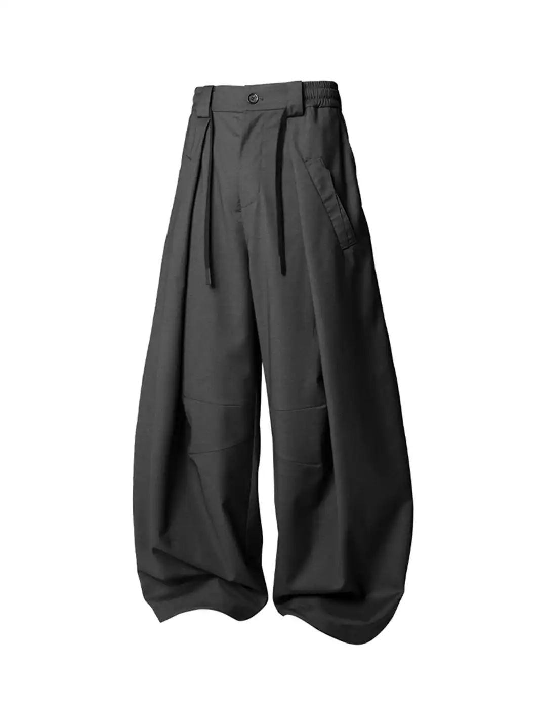 RELABEL | Pleated Drawstring Curved Wide-Leg Trousers