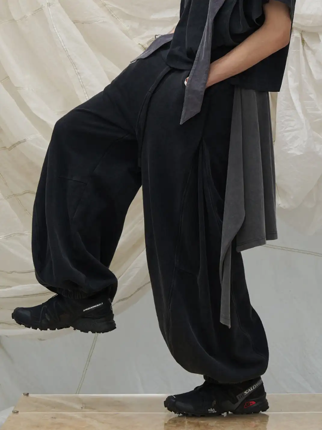 RELABEL | Detachable Back Flap Draped Balloon Pants