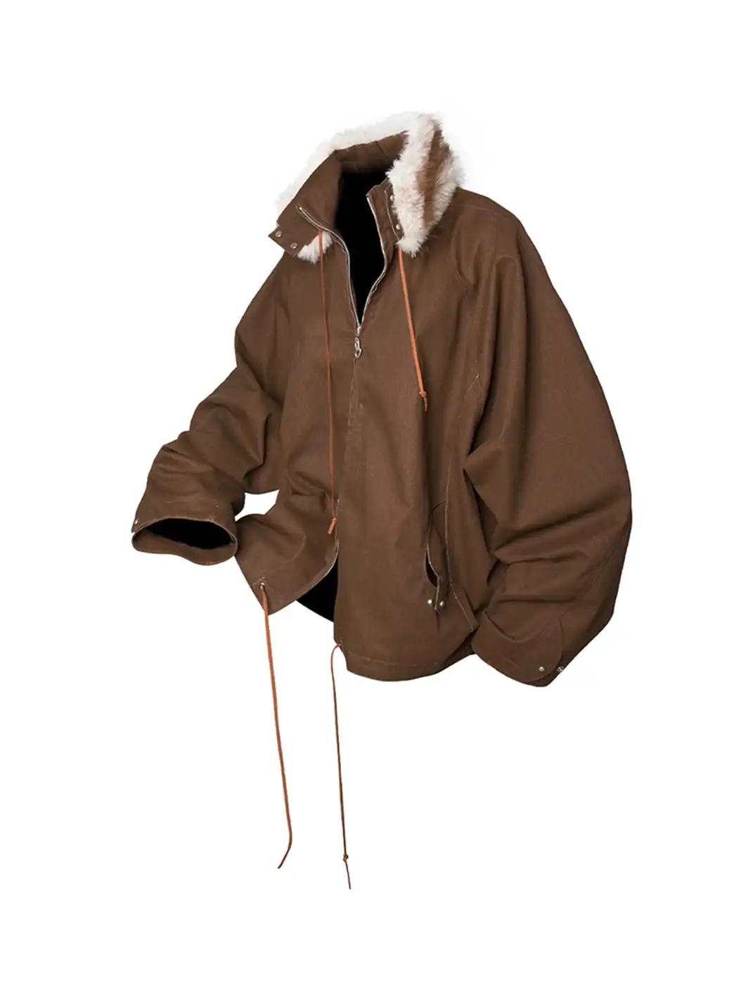 RELABEL | Detachable Faux Fur Collar Drawstring Jacket