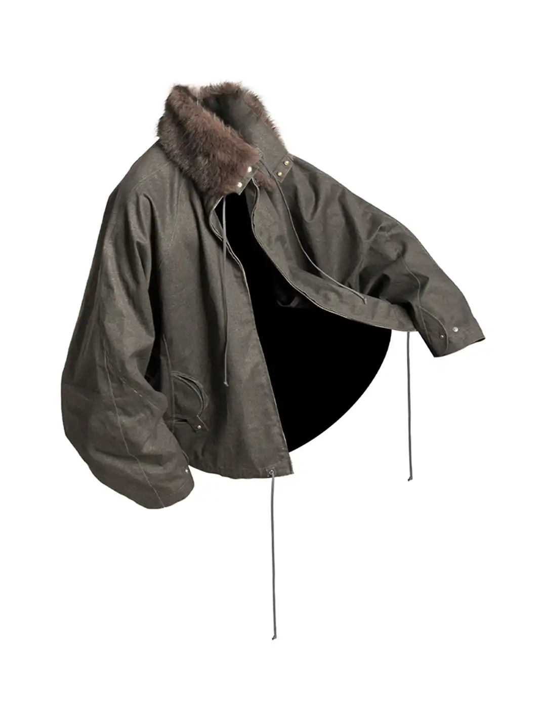 RELABEL | Detachable Faux Fur Collar Drawstring Jacket