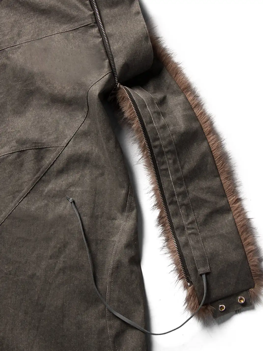RELABEL | Detachable Faux Fur Collar Drawstring Jacket