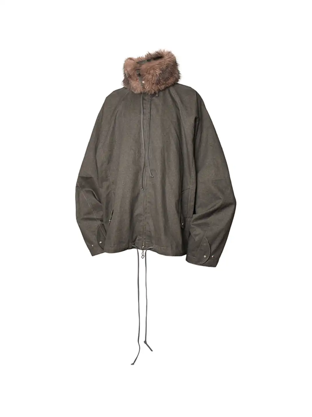 RELABEL | Detachable Faux Fur Collar Drawstring Jacket