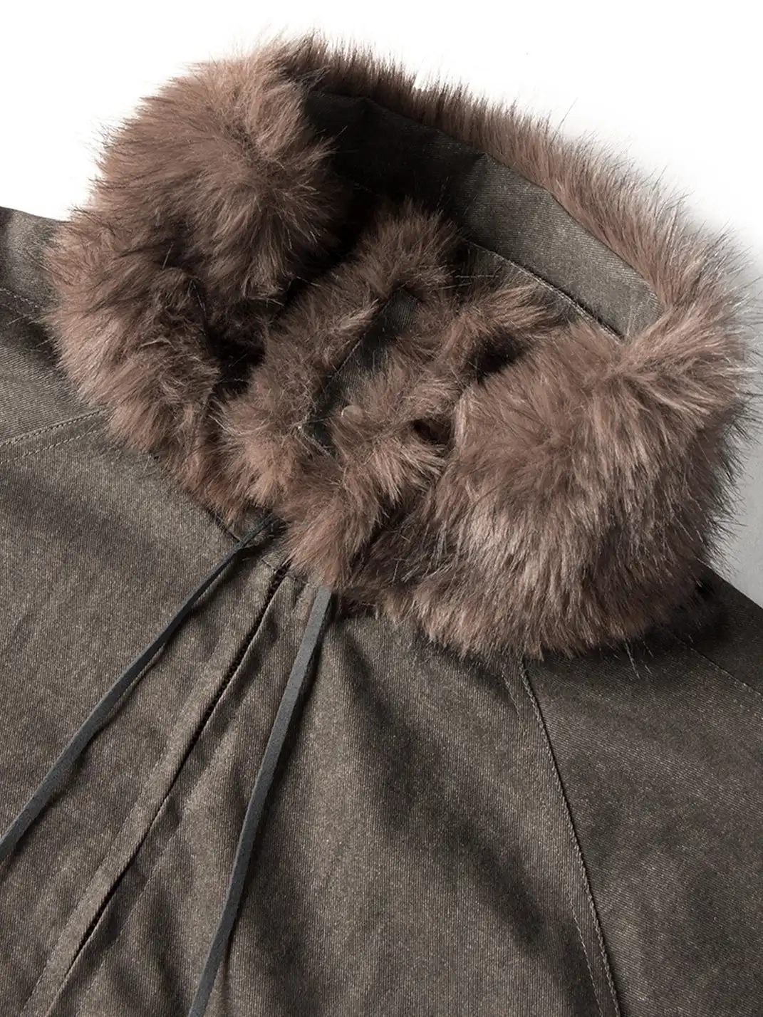 RELABEL | Detachable Faux Fur Collar Drawstring Jacket