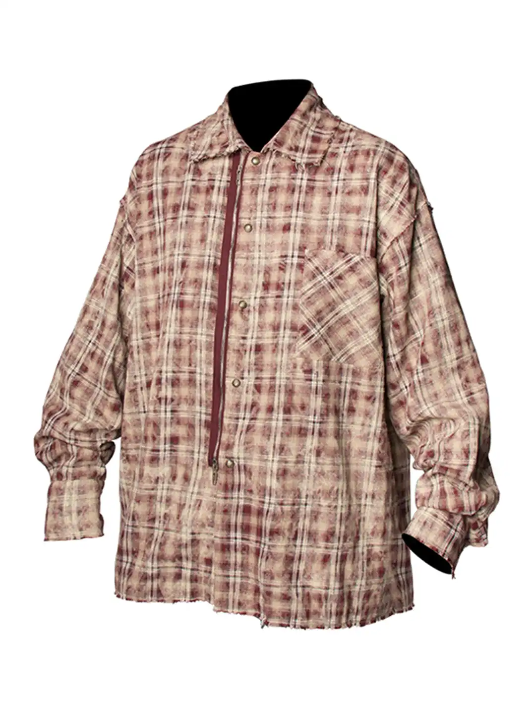 RELABEL | Tie-dye Plaid Dual Closure Frayed Shirt
