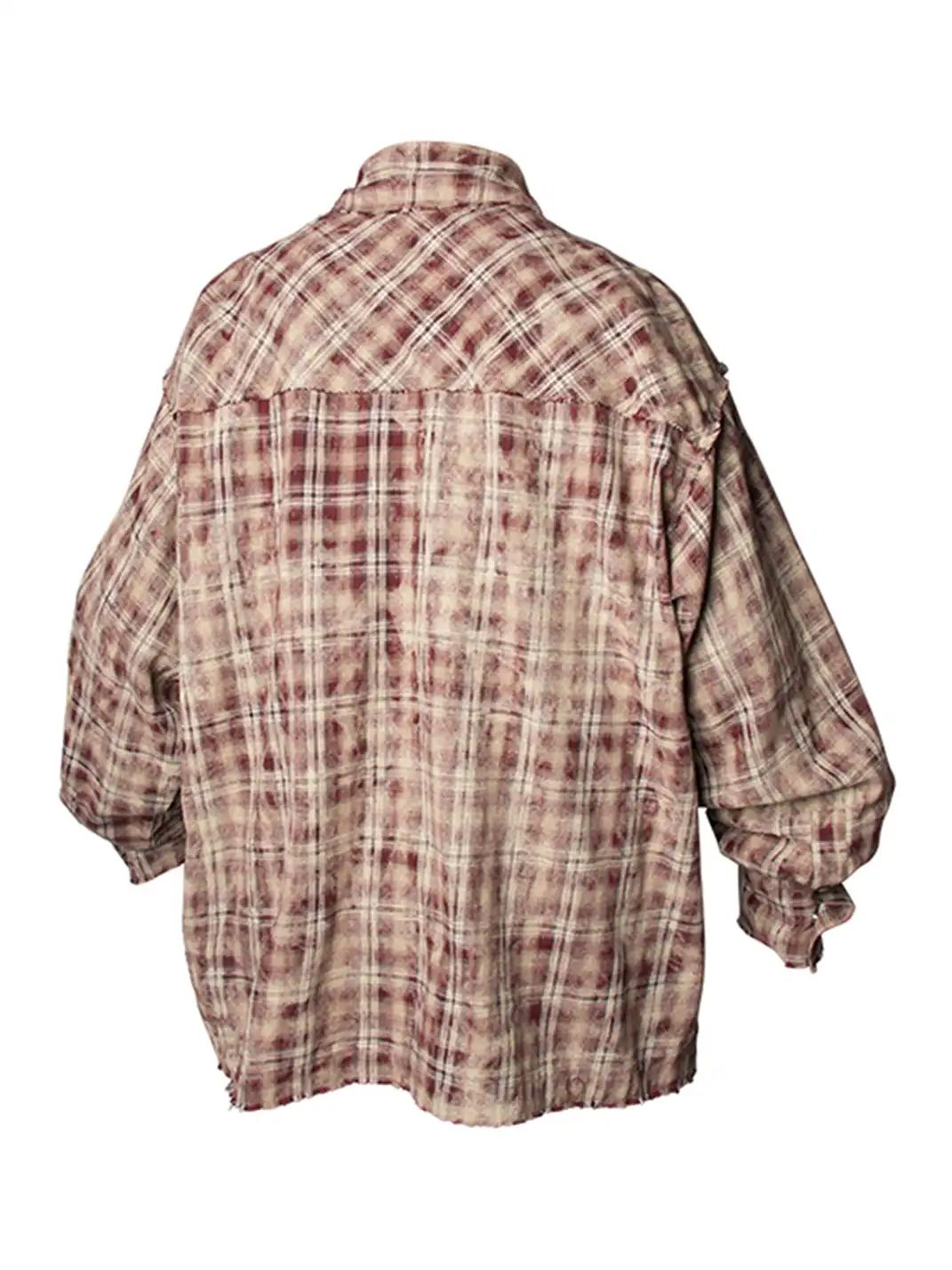 RELABEL | Tie-dye Plaid Dual Closure Frayed Shirt