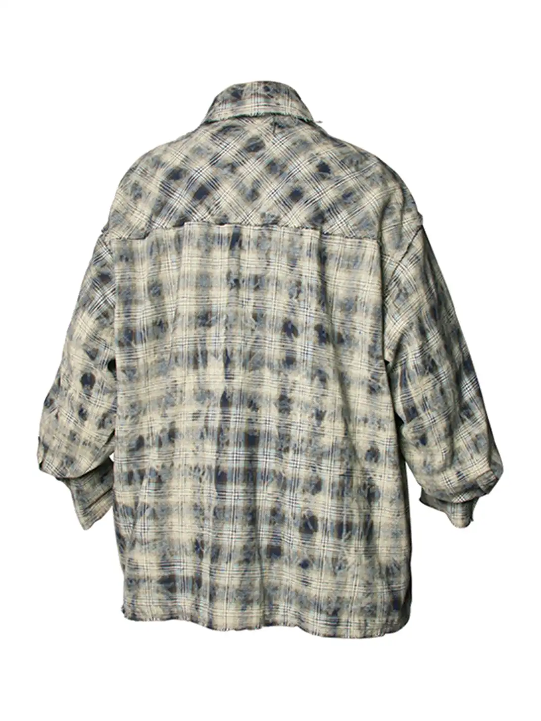 RELABEL | Tie-dye Plaid Dual Closure Frayed Shirt