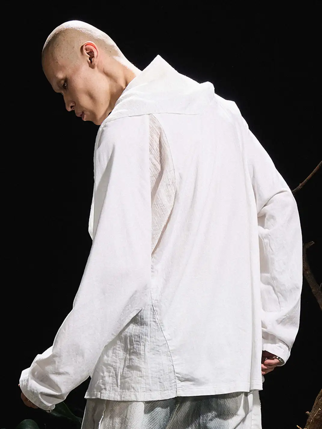 RELABEL | Color-Blocked Distressed Scarf Long-Sleeved Top