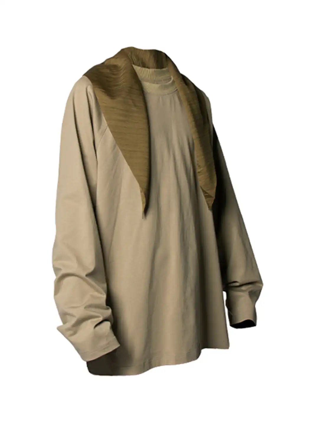 RELABEL | Color-Blocked Distressed Scarf Long-Sleeved Top