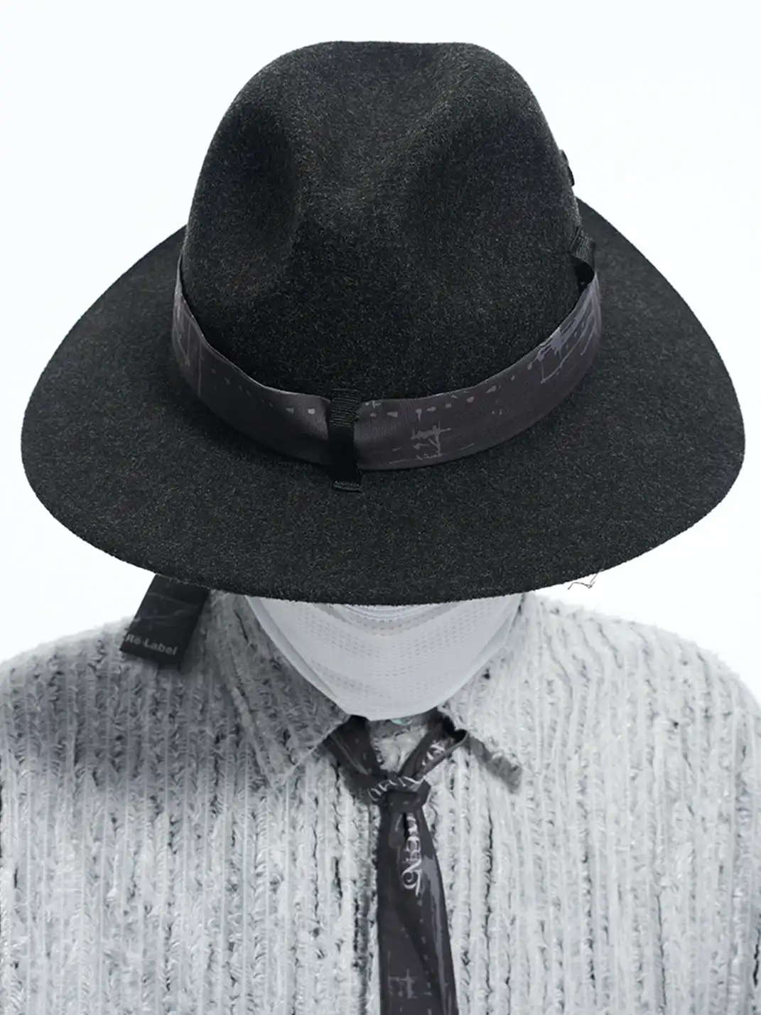 RELABEL | Wool Felt Detachable Silk-Scarf Fedora Hat