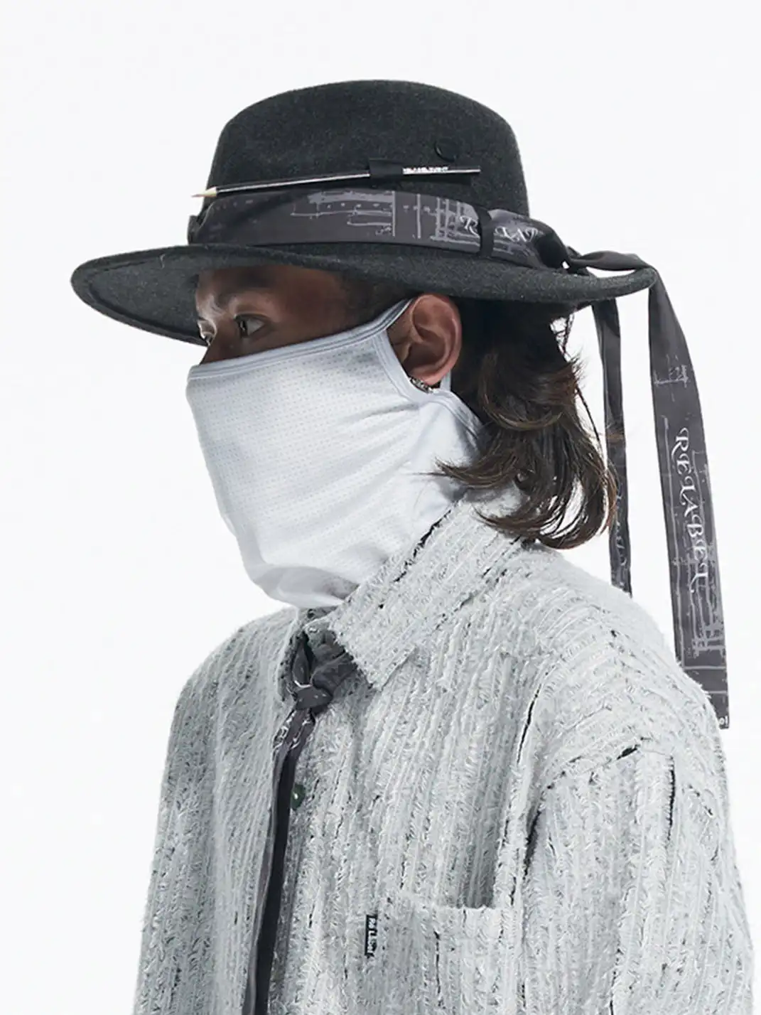 RELABEL | Wool Felt Detachable Silk-Scarf Fedora Hat