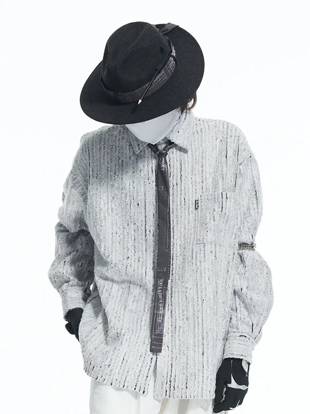RELABEL | Wool Felt Detachable Silk-Scarf Fedora Hat