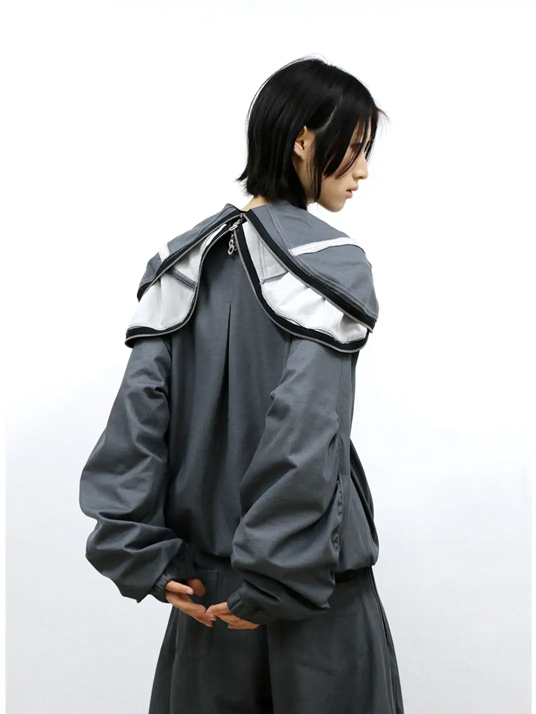 RELABEL | Multi-Zipper Double-Layer Cut Hoodie