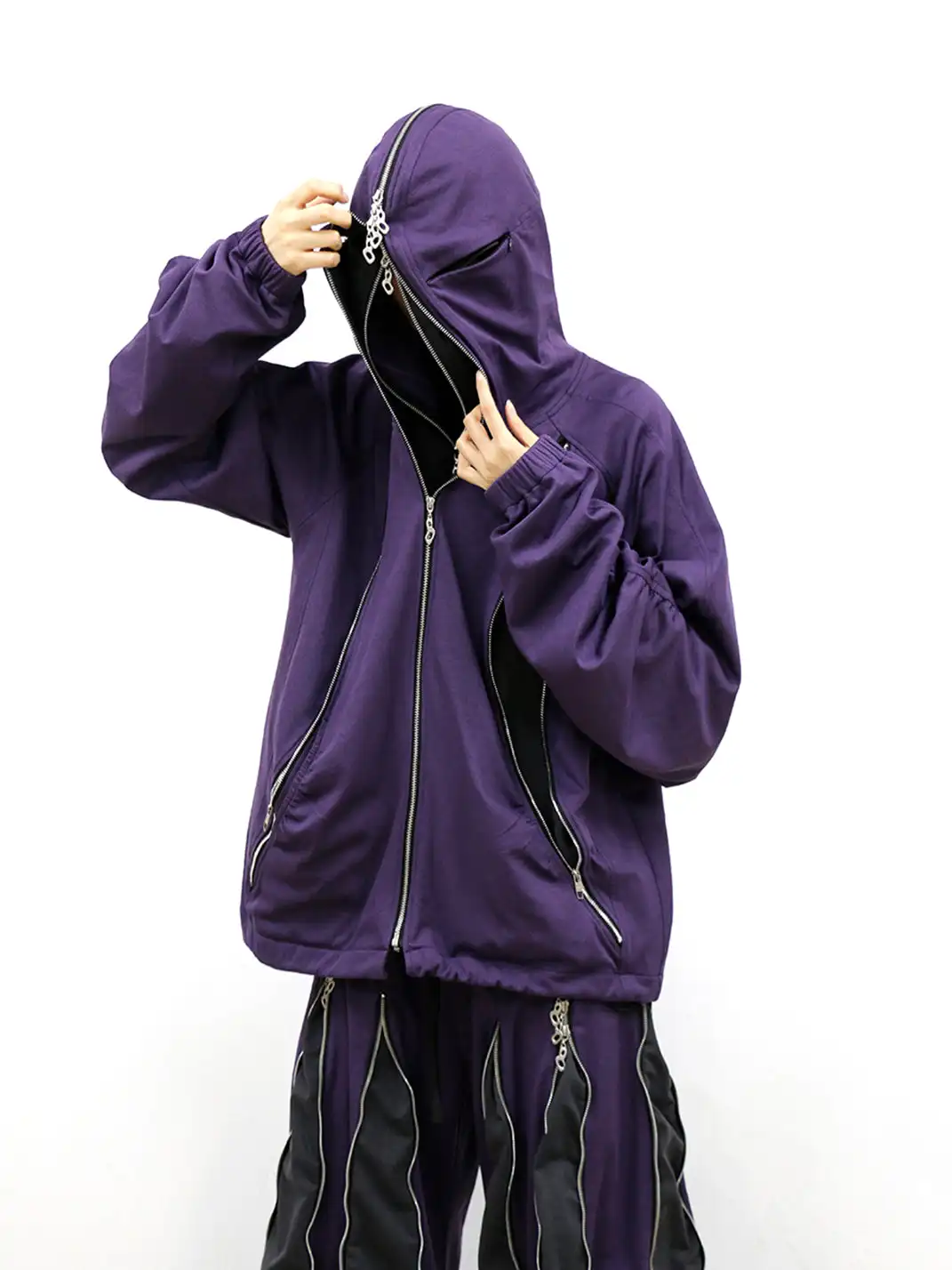 RELABEL | Multi-Zipper Double-Layer Cut Hoodie
