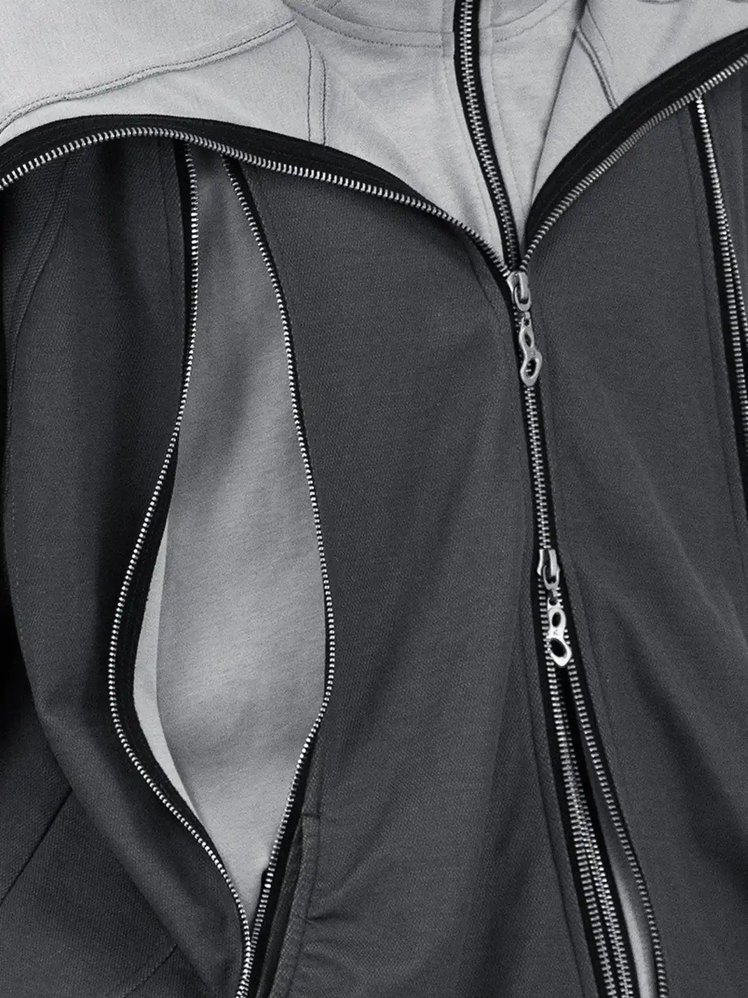 RELABEL | Multi-Zipper Double-Layer Cut Hoodie