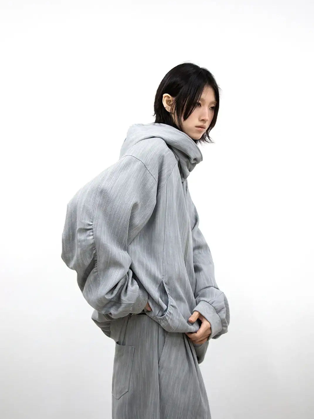 RELABEL | Hooded Striped Textured Jacket