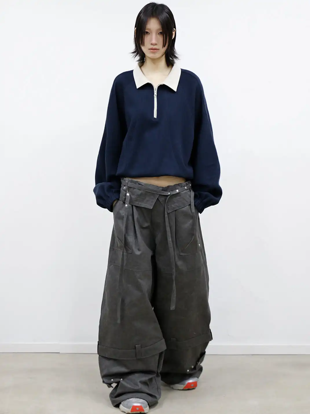 RELABEL | Color-Blocked Adjustable Long-Sleeved Calfskin
