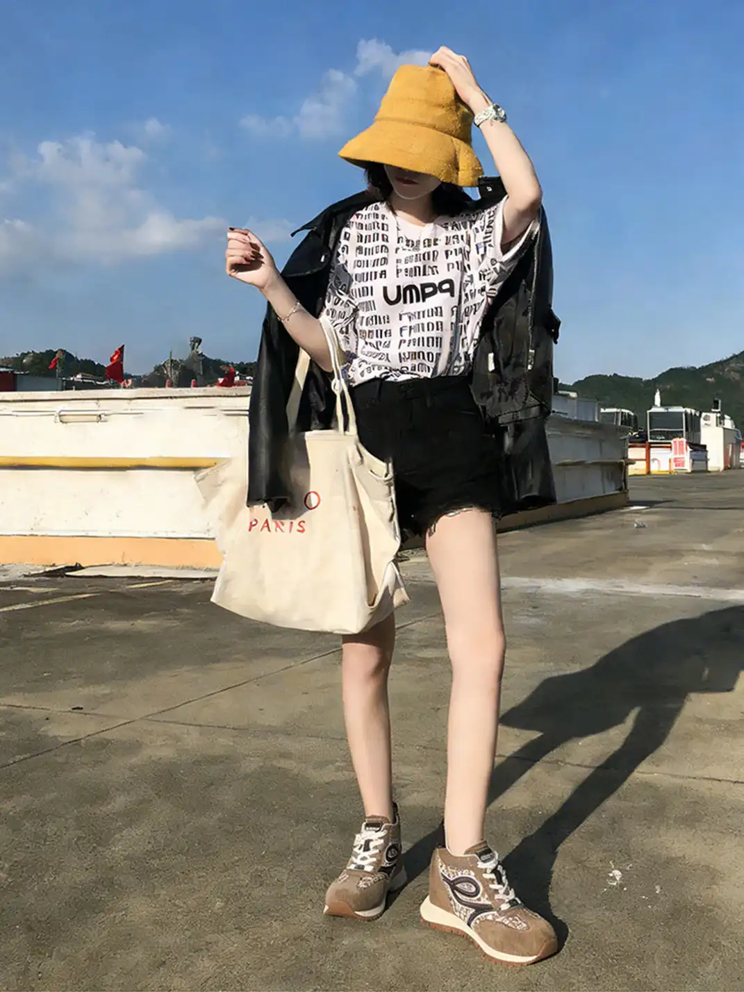 GRACE PANDA | Gingham Print Hidden Wedge Sneakers-Khaki